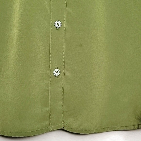 OLD NAVY Green Collared Long Roll Tab Sleeves Button Up Chest Pockets size M - Picture 6 of 16